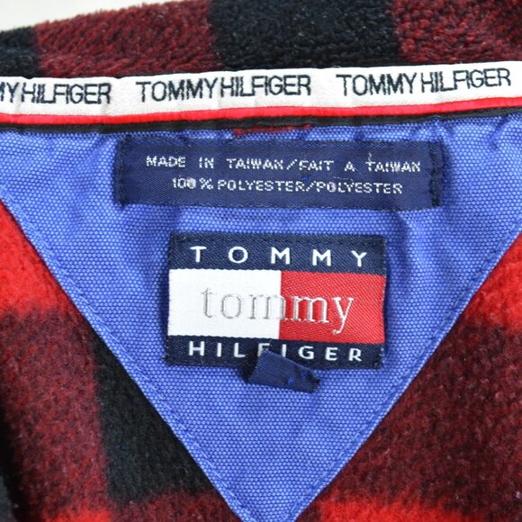 Vintage Tommy Hilfiger fleece  checked plaid sweatshirt made in TAIWAN - Picture 6 of 8